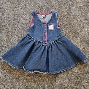 Vintage Oshkosh B'Gosh Girls Denim Dress Blue Jean Jumper size 3T USA Made